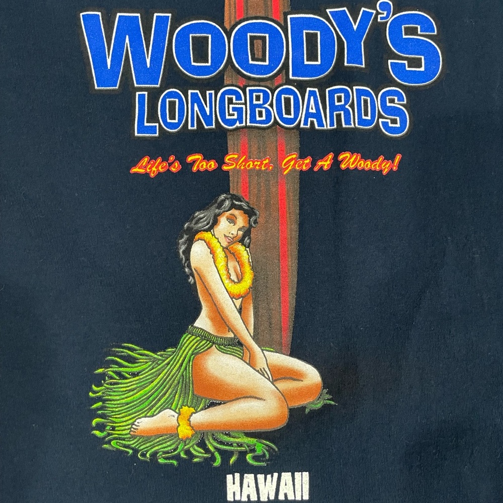 Men’s XXL Navy Blue Woody’s Longboards Graphic Tee Hawaii